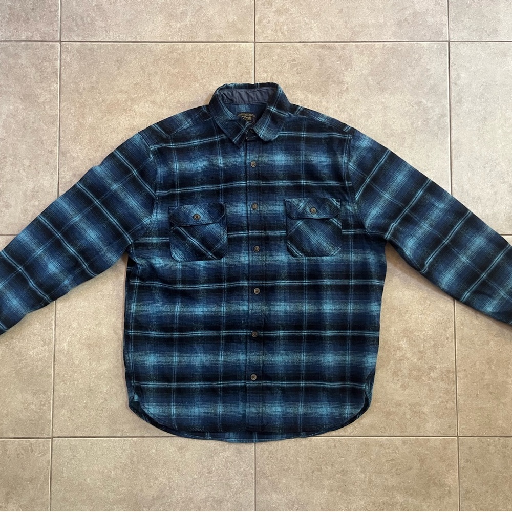Jachs Heritage Heavyweight Flannel Shirt Men XL, Blue Plaid Cotton Outdoor EUC